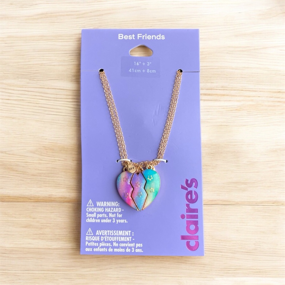 NEW Claire's Best Friends Rainbow Star Heart Pendant Necklace 3 Pack PRIDE